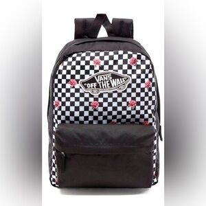 Vans Checkered Backpack with Pink Accents
